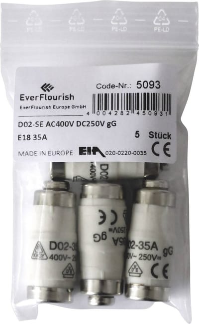 GAO 5093B Neozed zekering Afmeting zekering = D02 - 35 A (10 stuks)