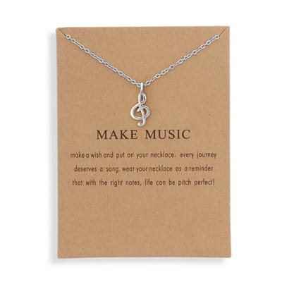 Bixorp Luck Zilveren Dames Ketting met Muzieknoot - "Make Music" - 45/50cm - Cadeau voor Vrouw - Zilverkleurig