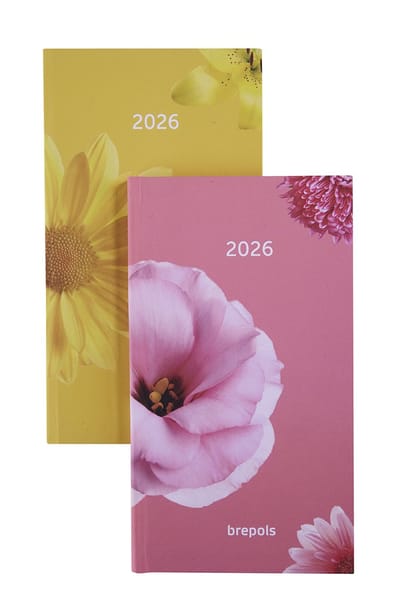 Brepols agenda 2026 - INTERPLAN [0.736] - FLEURISH - Agenda - 1 week op 2 pagina's - Weekoverzicht - Geel - 9 x 16 cm