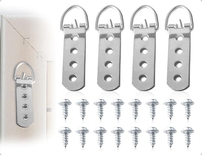 Dailygoods- Fotohangers - 4 Stuks - D-ring Ontwerp - Zilveren Haken - Voor Zware Fotolijsten - Geschikt voor Kunstwerken/Schilderijen - Ophanghaken