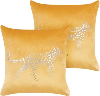 MARULA - Sierkussen set van 2 - Mosterdgeel - 45 x 45 cm - Fluweel