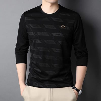 Lente en Herfst Casual Normale Mouw Gewone Heren Casual Sweatshirt Zonder Capuchon XXXXL black