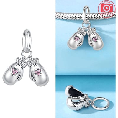 Pendentifs Cœur Rose Certifiés en Cuivre Authentique Pour Gants de Boxe Perles S'adapte aux Bracelets Fabrication Bricolage Beaux Cadeaux Bijoux Femme white
