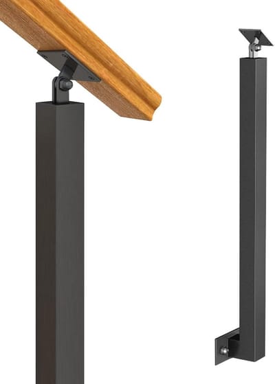 Verstelbare metalen trapbalusterpalen voor binnen en buiten - Zwarte smeedijzeren leuningen voor terras en balkon