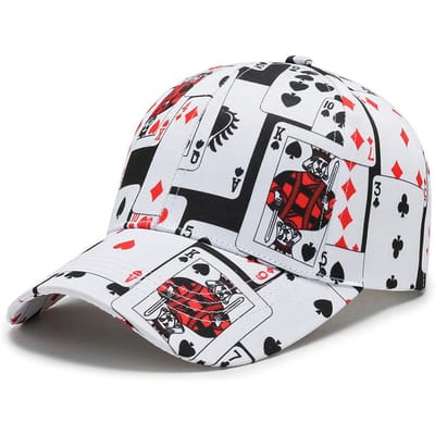Unisex Pokerkracht Print Baseballpetten Lente Herfst Buiten Verstelbare Casual Petten Hip Hop Pet Zonbeschermingspet wit