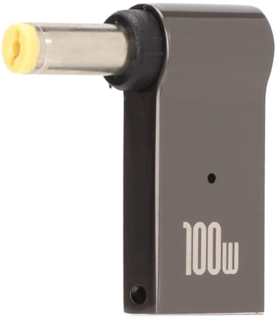 Dailygoody - USB C Female Naar DC Male Adapter - 100W PD Adapter - Duurzaam Aluminium - Oplaadpoort Adapter - Geschikt voor Laptop - 90 Graden Sc