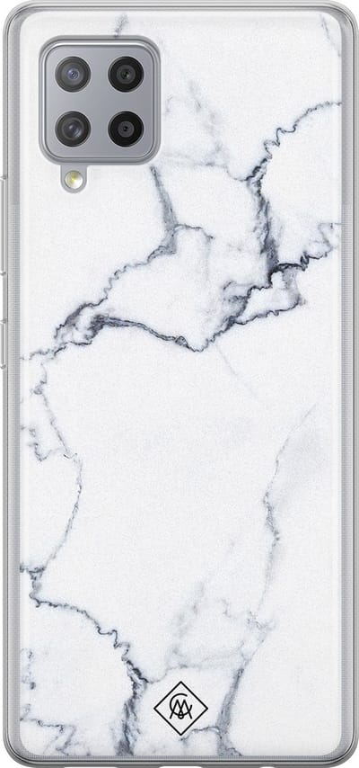 Casimoda® hoesje - Geschikt voor Samsung A42 - Marmer Grijs - Backcover - Siliconen/TPU - Grijs