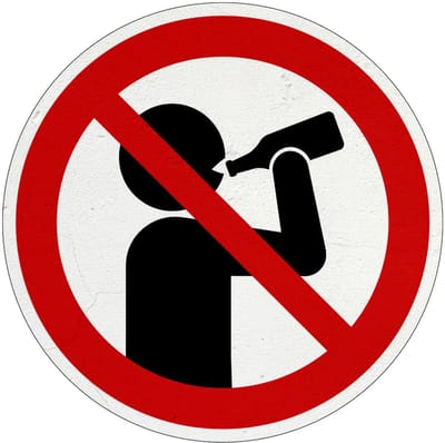 Alcohol drinken verboden verbodsbord | Sign Again materiaal | 10 cm