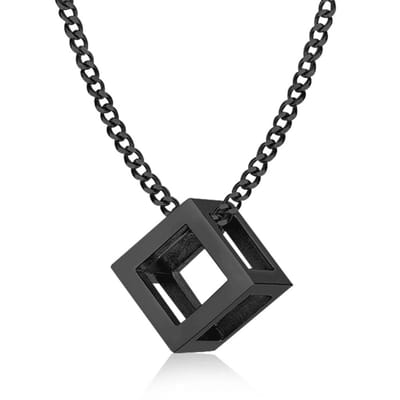 LGT Jewels heren ketting Edelstaal Kubus Zwart