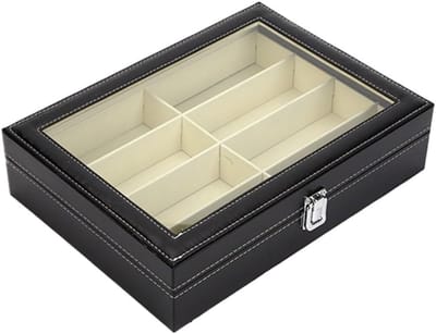 Brillenopberger - Brillendoos - Brillen Opbergen - Afsluitbaar Display - 8 Sleuven - Zwart