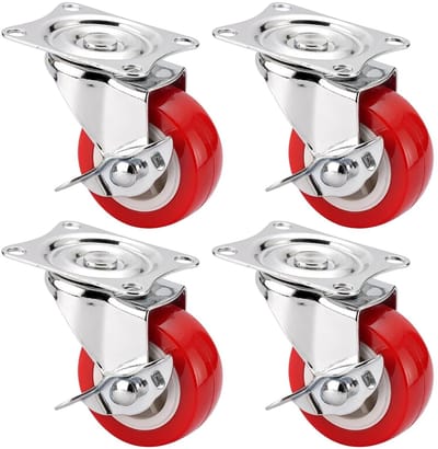 Zware meubelwielen 38 mm, 4 stuks vaste wielen zonder rem, PU transportwielen tot 200 kg, ideaal voor meubels en pallets