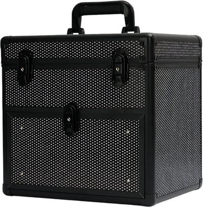 Guardian Beauty Nagel Beautycase - Aluminium - Cosmetica Organizer met Slot - 4 Laags Uitschuifbare Lades - Zwart - Kapper, Make-up, en Tattoo Artiest