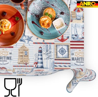 ANRO Tafelkleed Maritiem Rood 280x140cm Met sierband Afwasbaar Waterafstotend Binnen & Buiten