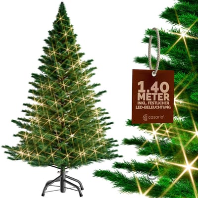 Casaria Kunstkerstboom – 140cm Kerstverlichting 200 LEDS - Groen