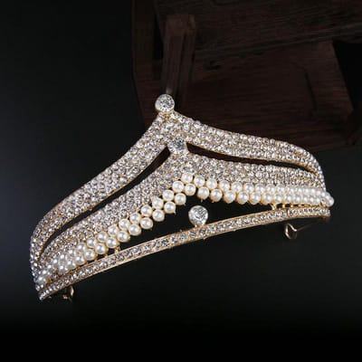 Gouden Bruidskroon Bruidshaaraccessoires Bruidsjurkaccessoires Europese Verjaardag Hoofddeksel Parel Kroon Sieraden gray