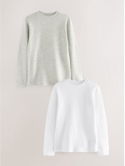 Next - Jongens - 2 -pack thermische tops met lange mouwen - Grijs