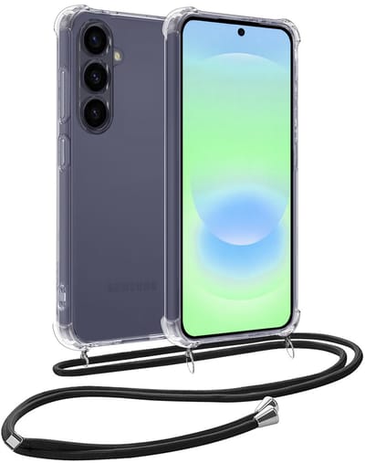Hoesje Geschikt voor Samsung Galaxy A37 - Met Koord - Shock Proof - Siliconen Case - Back Cover - Telefoonkoord - Telefoon Hoes Shockproof - Telefoonketting - Transparant