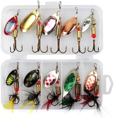 Dailygoody - Spinner Aas Set - Vissen Spinners - Levensechte zwemacties - Multi gekleurde - Kunstaas voor Forel Snoek Zalm - 10 Stuks - Inclusief doos