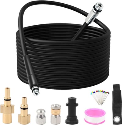 HEZIVO® Rioolslang 15 m - Rioolreinigingsset 180 bar - Universeel - Hogedrukreiniger - Met 3x Straalmondstuk