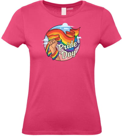 Dames T-shirt Pride Day | Gay pride shirt kleding | Regenboog kleuren | LGBTQ | Roze dames | maat XS