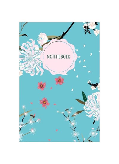 HappyBook - Japans Journal - Japanese Notebook - Notitieboek - A5 - Turquoise - Japan - Lijntjes - Gelijnd - Softcover - Elastiek - Werk - Studie - School - Cadeau - Relatiegeschenk - Japanse Stijl - Japans Patroon - Japanse Bloesem - Schrijven