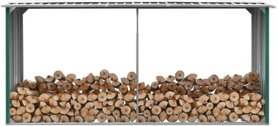 Tuinhuisje Houthok - Houtopslag Schuur - Brandhout Droog Houden - Schuin Dak Regenwater - 330 x 92 x 153 cm