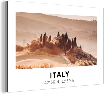 Wanddecoratie Metaal - Aluminium Schilderij Industrieel - Italië - Toscane - Bomen - 180x120 cm - Dibond - Foto op aluminium - Industriële muurdecoratie - Voor de woonkamer/slaapkamer