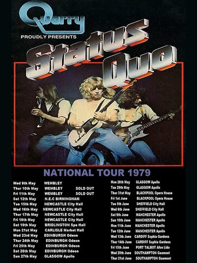 Signs-USA - Concert Sign - metaal - Status Quo - Tour 1979 - 20 x 30 cm