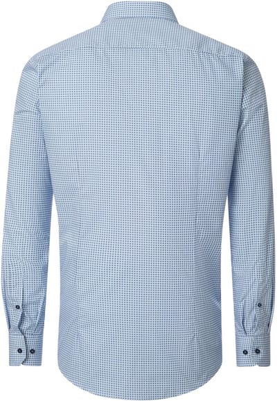 VENTI modern fit overhemd - popeline - wit met licht- en donkerblauw dessin - Strijkvrij - Boordmaat: 38