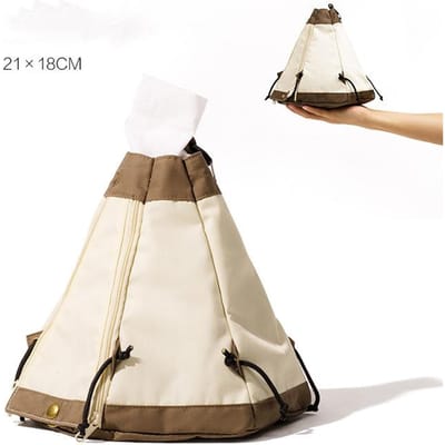Tentvormige Katoenen Tissuebox Outdoor Kampeerbenodigdheden Woondecoratie Waterdichte Tafel Pompbaar Papieren Doos Opvouwbaar Rolpapier Hoes white