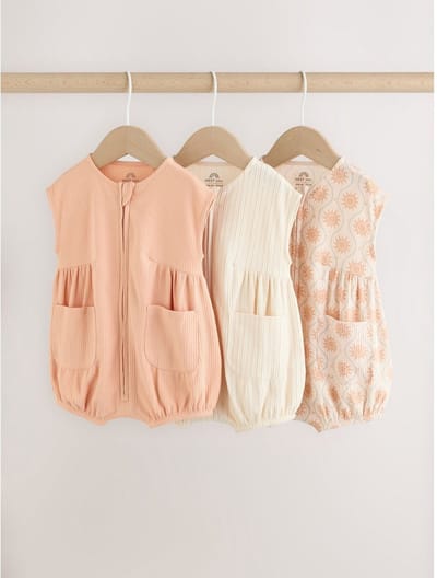 Next - Meisjes - Set van 3 babyrompers met rits - Oranje