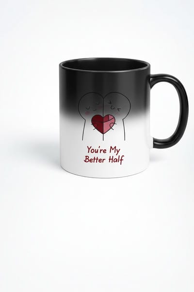 Magische Mok 'You're My Better Half' met Lieve Toastjes - Romantisch Warmtegevoelig Cadeau