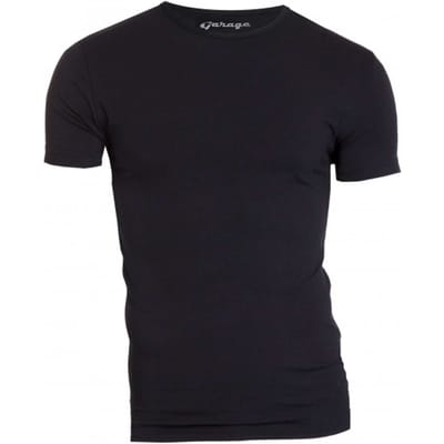 Garage 201 - Bodyfit T-shirt ronde hals korte mouw zwart S 95% katoen 5% elastan
