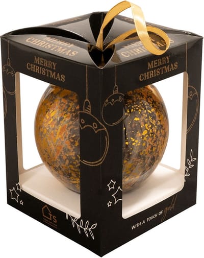 TS Collection - Kerstbal Shadow gold - Geschenkverpakking - Metaal & Epoxy - Exclusieve woonitems voor binnen - Handgemaakt - Unieke print - Designed by Lammie