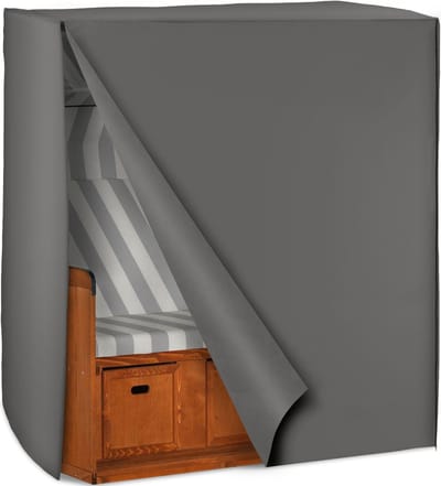 tectake® Robuuste Beschermhoes voor Strandstoel - Waterafstotend en Scheurvast - Verlengt de Levensduur - Strandstoel Beschermhoes met 2 Ritssluitingen - Zeildoek voor Tuinmeubelen - 120 x 80 x 145 cm