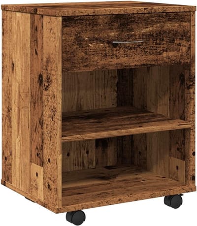 Rolcontainer met vakken - Mobiele opberger - Kantoor organiseren - Stabiel houtmateriaal - 46 x 36 x 59 cm
