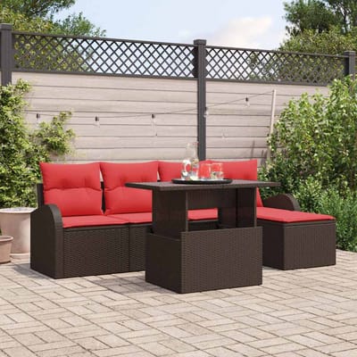 vidaXL - Tuinbank - Set - 6 - st - Bruin - poly - rattan