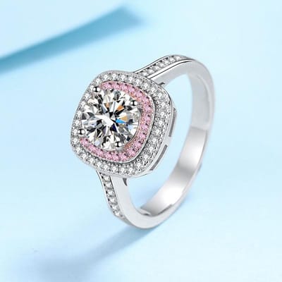 Bague en Argent Sterling 925 pour Femme Plaqué Couleur Séparation Or Rose 1 Carat Bague Moissanite Bague Diamant Mode 11 gray