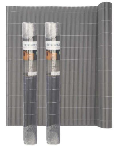Iber Garden schutting / scheidingswand - 2x - Bamboe - 100 x 300 cm - grijs - gevlochten