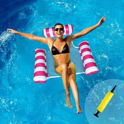 Waterhangmat - Zwemstoel Vlotter - Ontspannen in water - Multifunctioneel 3-in-1 - 120x100cm - Rozerood