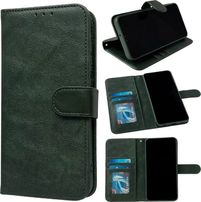 Casemania Hoesje Geschikt voor Samsung Galaxy A55 - Groen - Luxe Kunstlederen Portemonnee Book Case