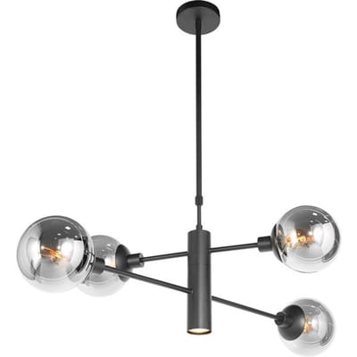 Hanglamp Constellation 3804ZW Zwart met onderlicht - Medium, Draaibaar en Uitschuifbaar, Kunststof/Metaal, Steinhauer