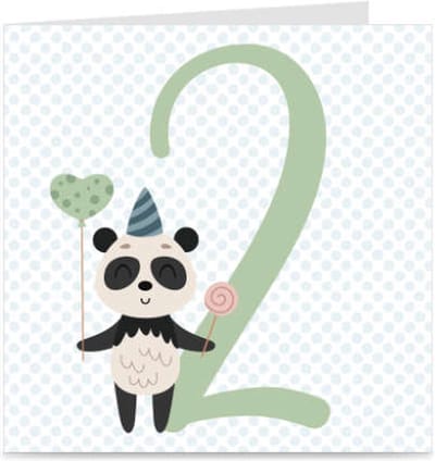 2 JAAR | Verjaardagskaart met leeftijd voor kinderen | Panda | kaart met envelop | jongen / meisje