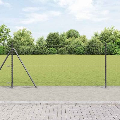 vidaXL - zeshoekig - gaashek - met - betonnen - voetstuk - 25 - x - 0,8 - m - Grijs - Mesh