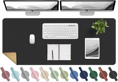 Grote Dubbelzijdige Kurk en Leer Bureau Mat, Antislip Bureau Beschermmat, Perfect voor Kantoor en Laptop (Zwart, 120x60CM)