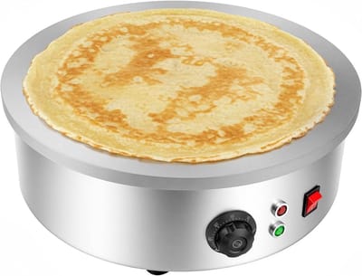 Elektrische Pannenkoekenmaker - Crêpesmaker Gastro - Snel Pannenkoeken Bakken - Gietijzeren Plaat - 45 cm - Zilver