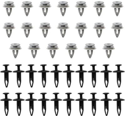 Dailygoods- Dorpelclips 40 Stuks - Zwarte/Grijze Klinknagel Type - ABS Kunststof - Compatibel met JAGUAR X-Type - OE: C2S9354020/C2C8963020 - Vervangingsclips - Sierclips