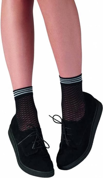 Pretty Polly Enkelsokje - Diamond Mesh Enkel Sokjes - One Size - Zwart