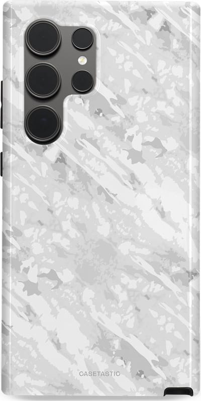 Casetastic hoesje geschikt voor Samsung Galaxy S24 Ultra - Dubbellaagse bescherming - Winterse Camouflage - Fashion Case - Lichtgrijs Wit