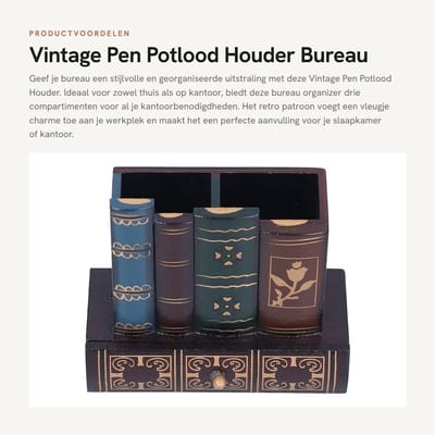 Dailygoods- Pennenhouder Lichtgewicht - Bureau Organizer - Retro Patroon - Duurzaam - 3 Compartimenten - Kantoorbenodigdheden - Pennenbakje
